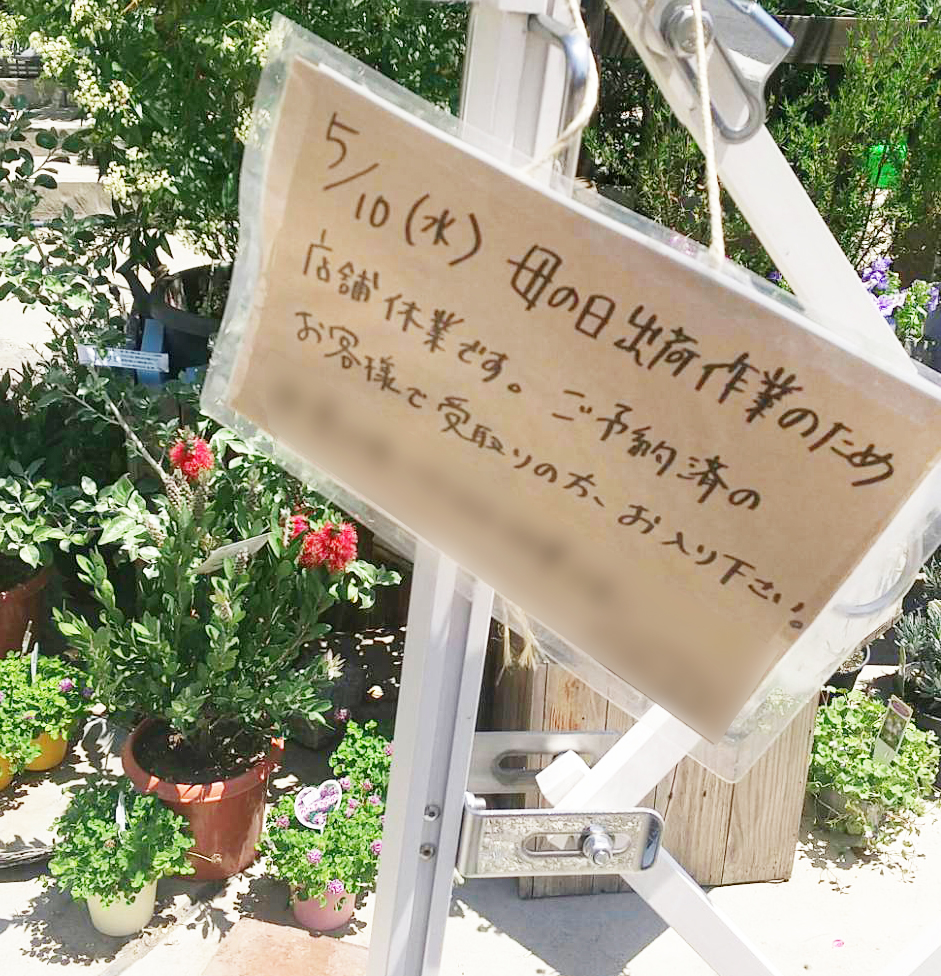 母の日花屋休業